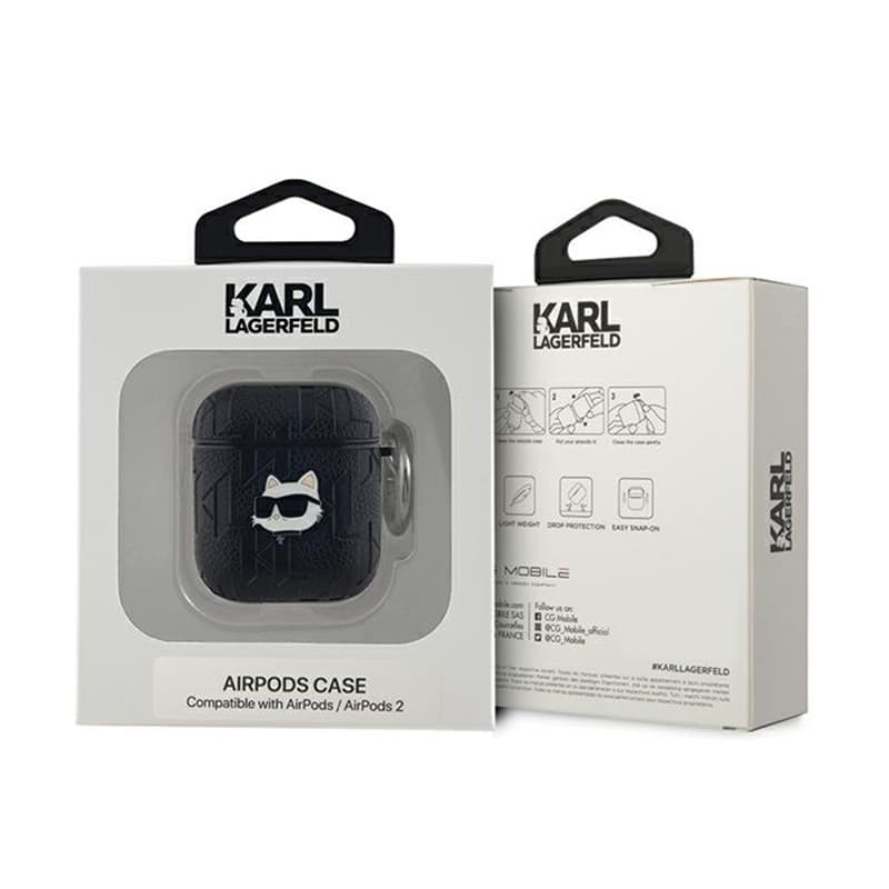 Karl Lagerfeld Monogram Choupette Head - AirPods 1/2 gen case (black) 3
