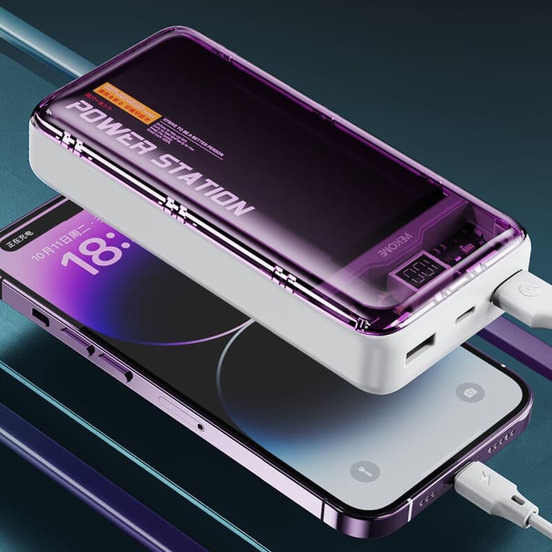 WEKOME WP-353 Vanguard Series - Power bank 10000 mAh PD 20W + QC 22.5W (Purple / Transparent) 8