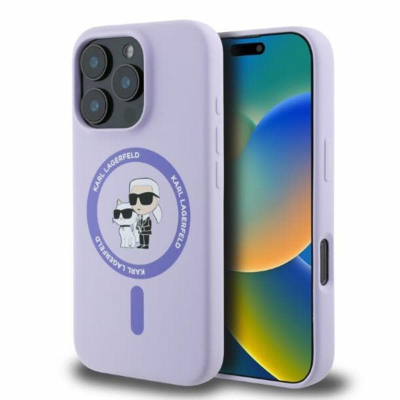 Karl Lagerfeld Silicone Karl & Choupette Ring MagSafe - Case iPhone 16 Pro (purple) 1