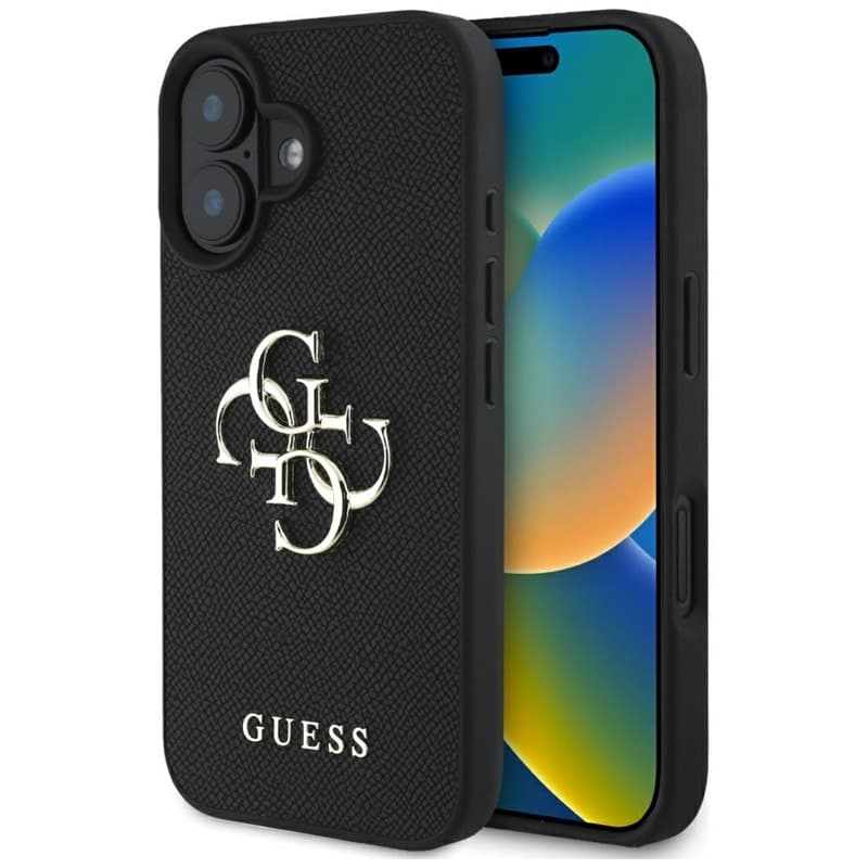 Guess Grained Big 4G Logo Small Classic Logo - Case for iPhone 16 (black) 1