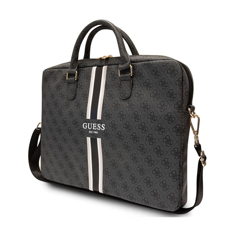Guess 4G Printed Stripes Computer Bag - 16" Notebook Bag (Black) 2