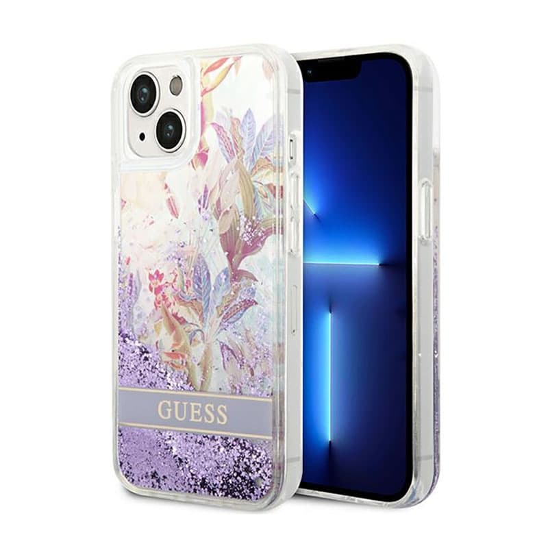 Guess Liquid Glitter Flower - Case for iPhone 14 Plus (Purple) 1