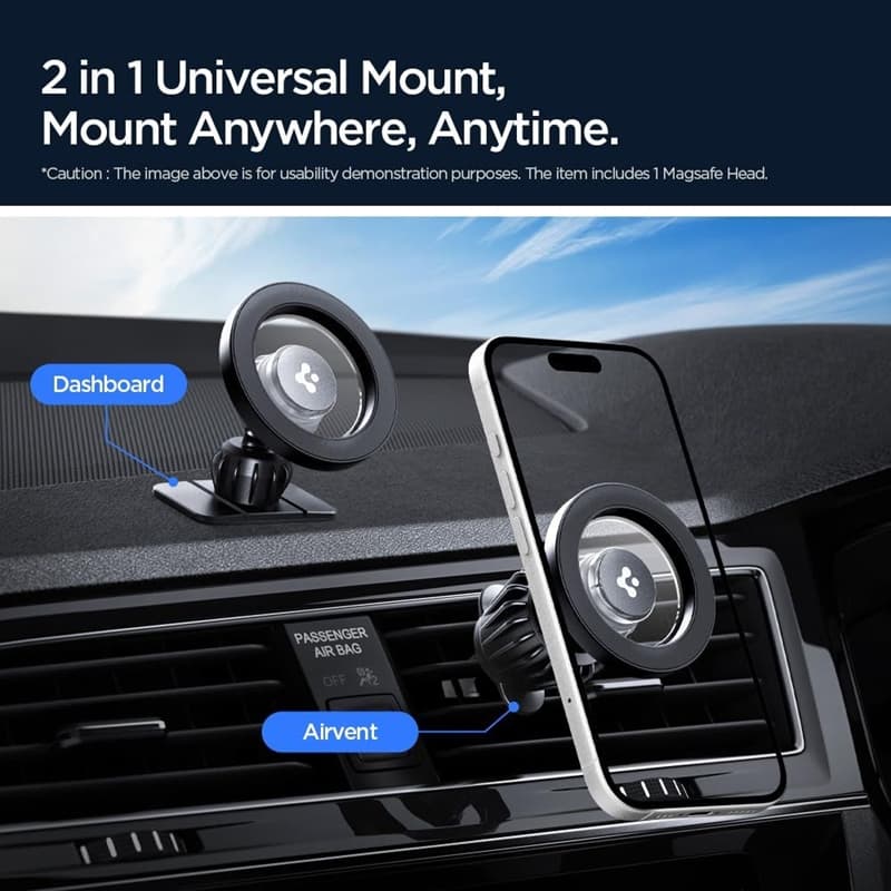 Spigen MFT13 Magnetic Dashboard & Vent Car Mount - Magnetic Car Holder MagSafe (Silver) 8
