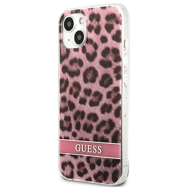 Guess Leopard Electro Stripe - Cover for iPhone 13 mini (Pink) 2