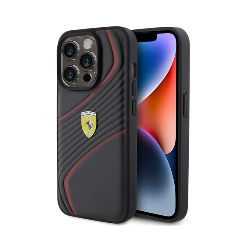 Ferrari Twist Metal Logo - Case for iPhone 15 Pro (Black) 1