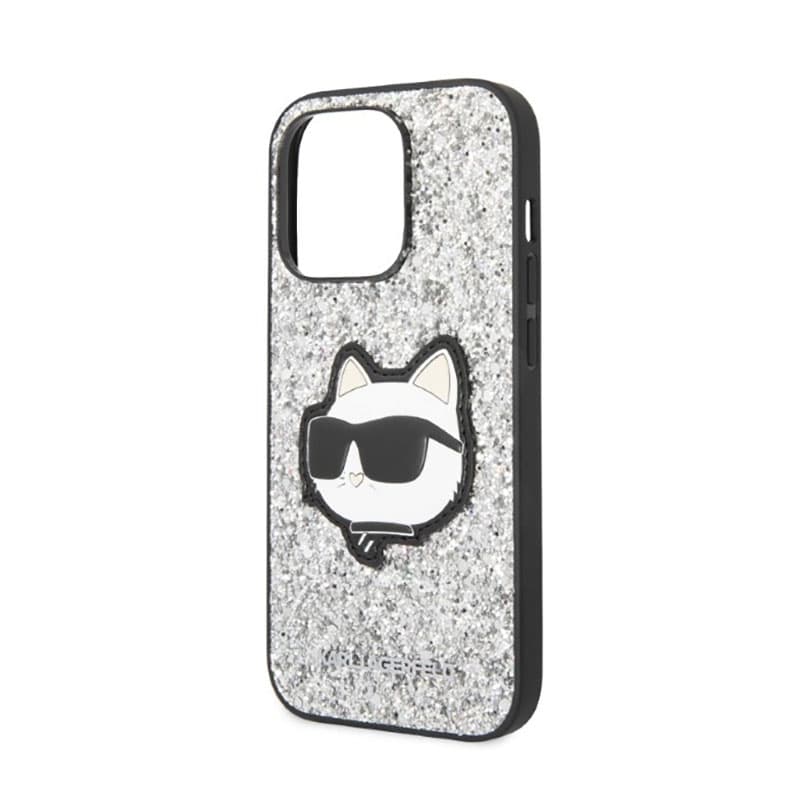Karl Lagerfeld NFT Glitter Choupette Patch- Case for iPhone 14 Pro Max (Silver) 6