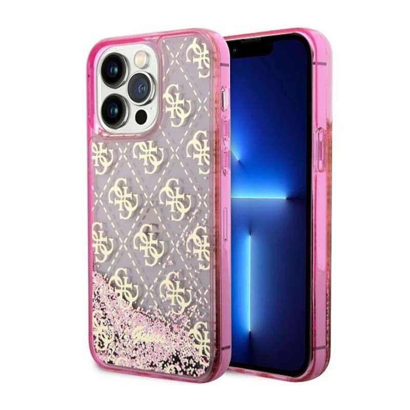 Guess Liquid Glitter Transculent 4G - Case for iPhone 14 Pro Max (Pink) 1