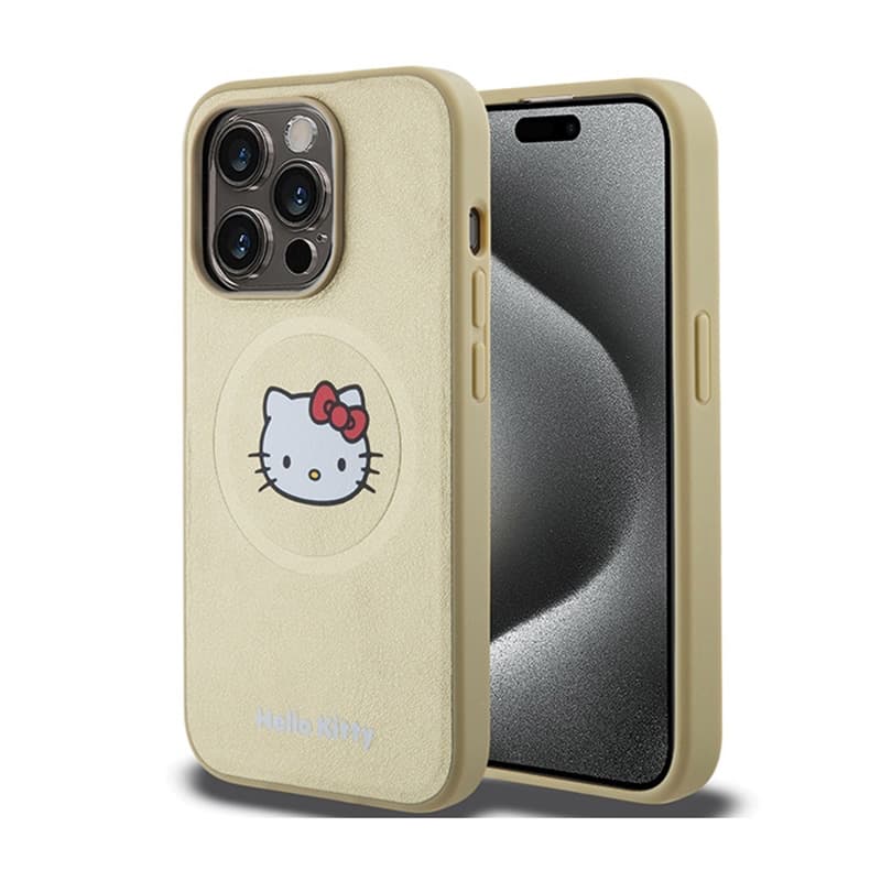 Hello Kitty Leather Kitty Head MagSafe - Case for iPhone 15 Pro (Gold) 1