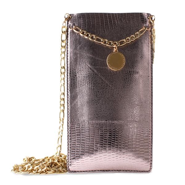 PURO GLAM Chain - Universal case for smartphones with 2 card slots w / gold chain XL (brown) 1