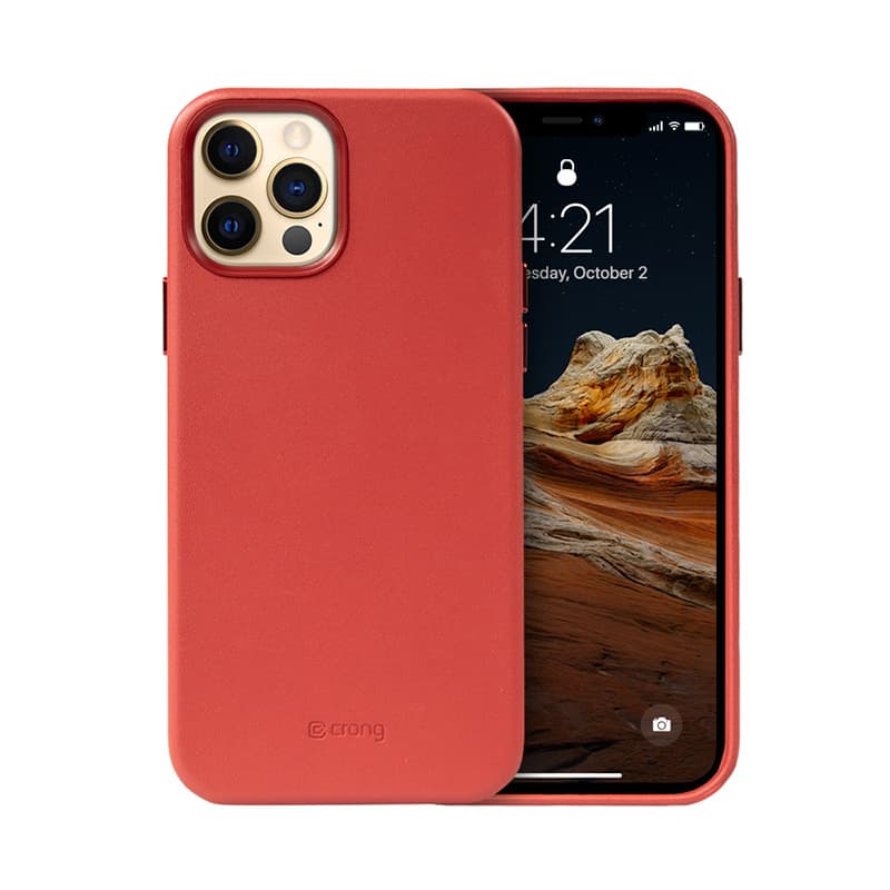 Crong Essential Cover Magnetic - iPhone 12 Pro Max MagSafe Leather Case (Red) 2