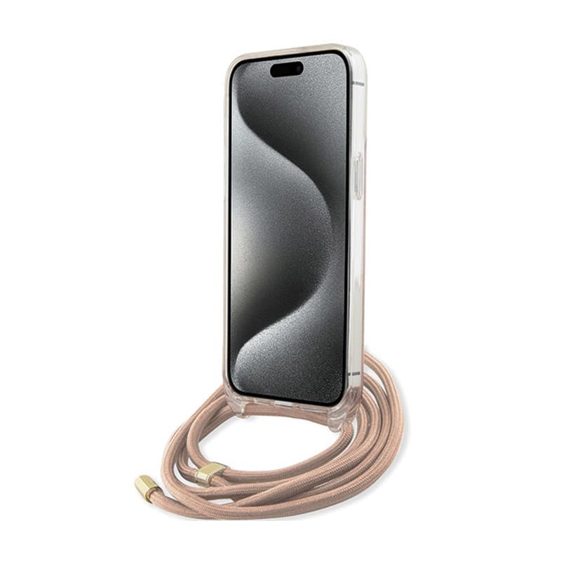 Guess Crossbody Cord 4G Print - iPhone 15 Pro Case (pink) 4