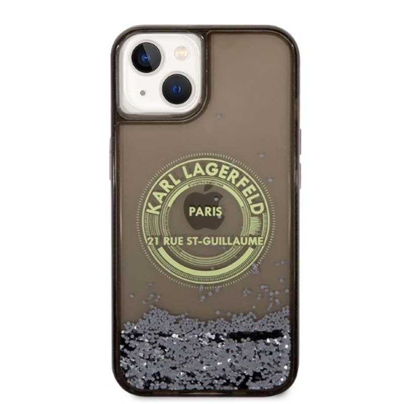 Karl Lagerfeld Liquid Glitter Round RSG Logo Case - Case for iPhone 14 (Black) 3