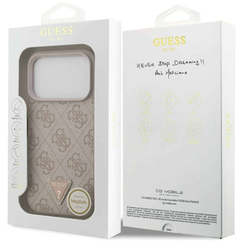 Guess Leather 4G Triangle Strass MagSafe - Case iPhone 17 Pro (pink) 8