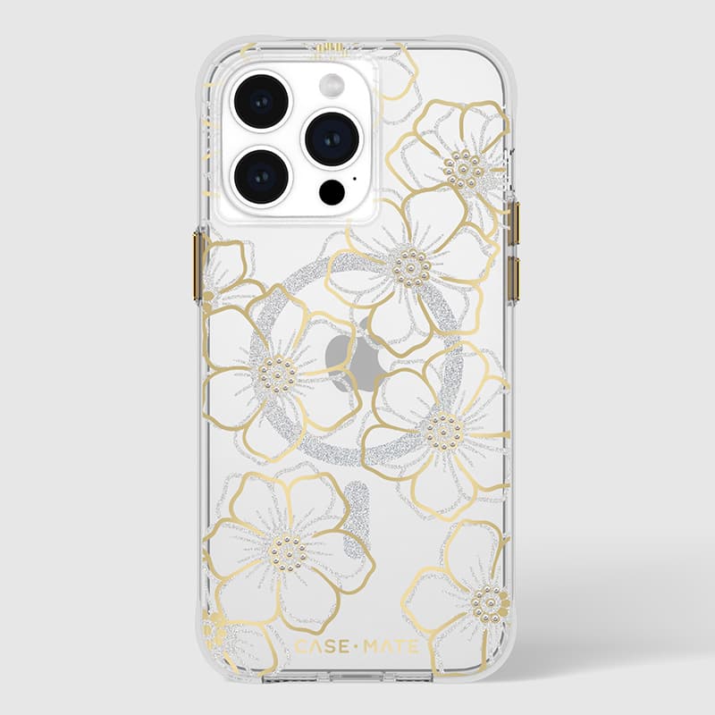 Case-Mate Floral Gems MagSafe - iPhone 15 Pro Max Case (Gold) 6