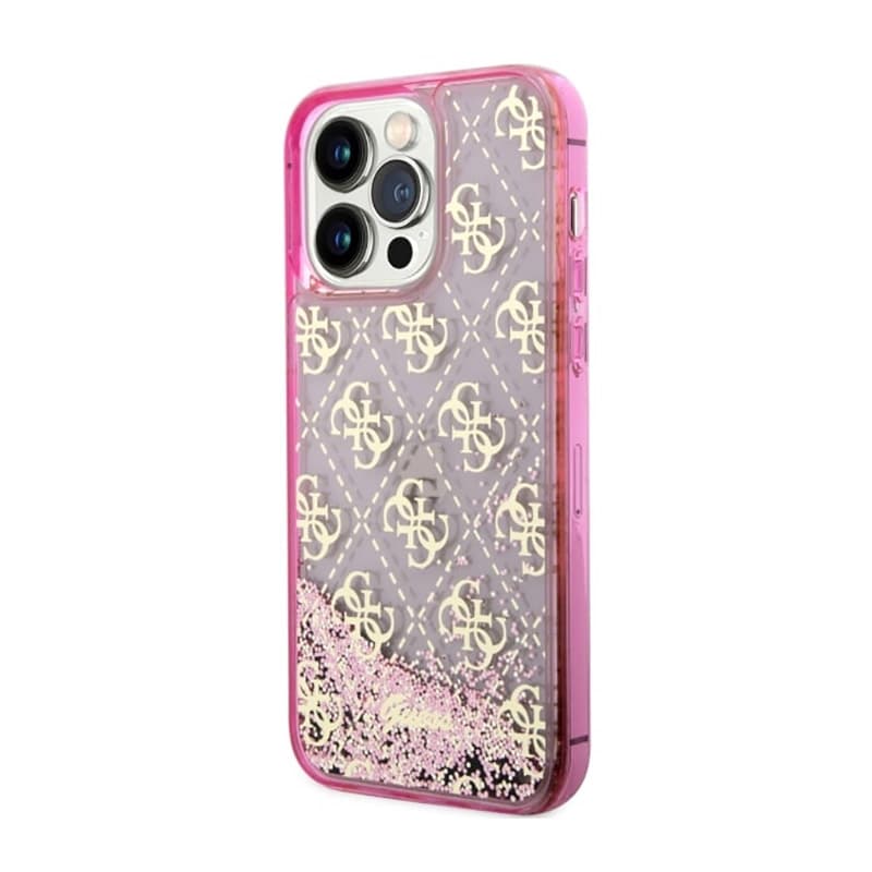 Guess Liquid Glitter Transculent 4G - Case for iPhone 14 Pro Max (Pink) 2