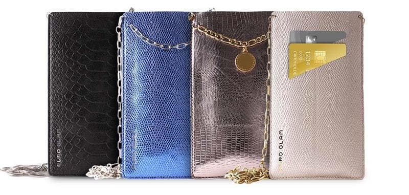 PURO GLAM Chain - Universal case for smartphones with 2 card slots w / gold chain XL (brown) 2