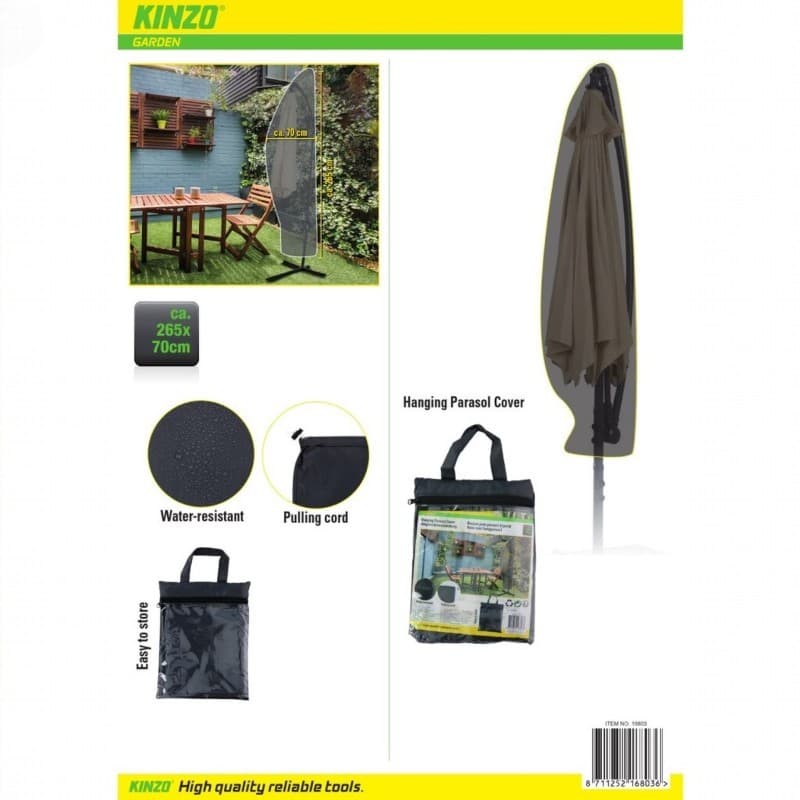 Kinzo - Protective Cover for Garden Umbrella 265x70 cm (Anthracite) 6