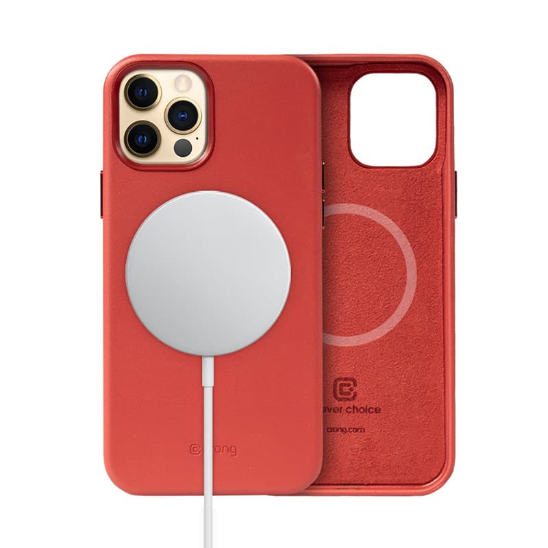 Crong Essential Cover Magnetic - iPhone 12 Pro Max MagSafe Leather Case (Red) 1
