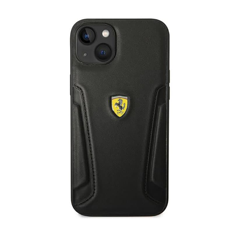 Ferrari Leather Stamp Sides - Case for iPhone 14 Plus (Black) 3