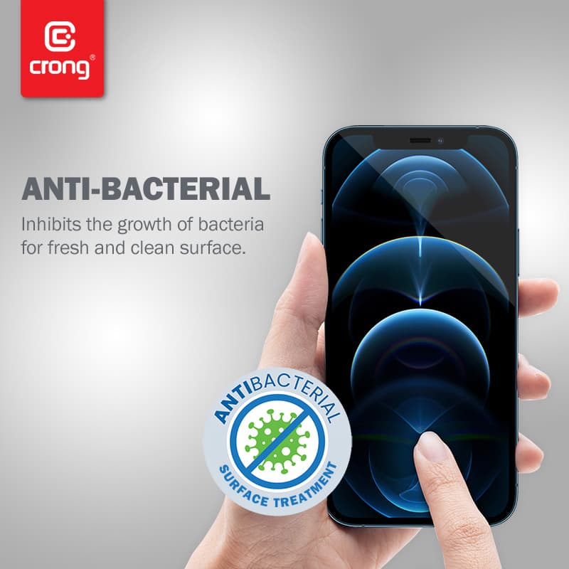 Crong Anti-Bacterial 3D Armor Glass – 9H tempered glass for the entire iPhone 12 Mini screen + installation frame 5