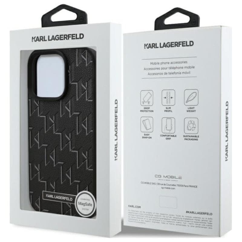 Karl Lagerfeld Leather Monogram Metal Logo MagSafe - Case for iPhone 16 Pro Max (black) 8