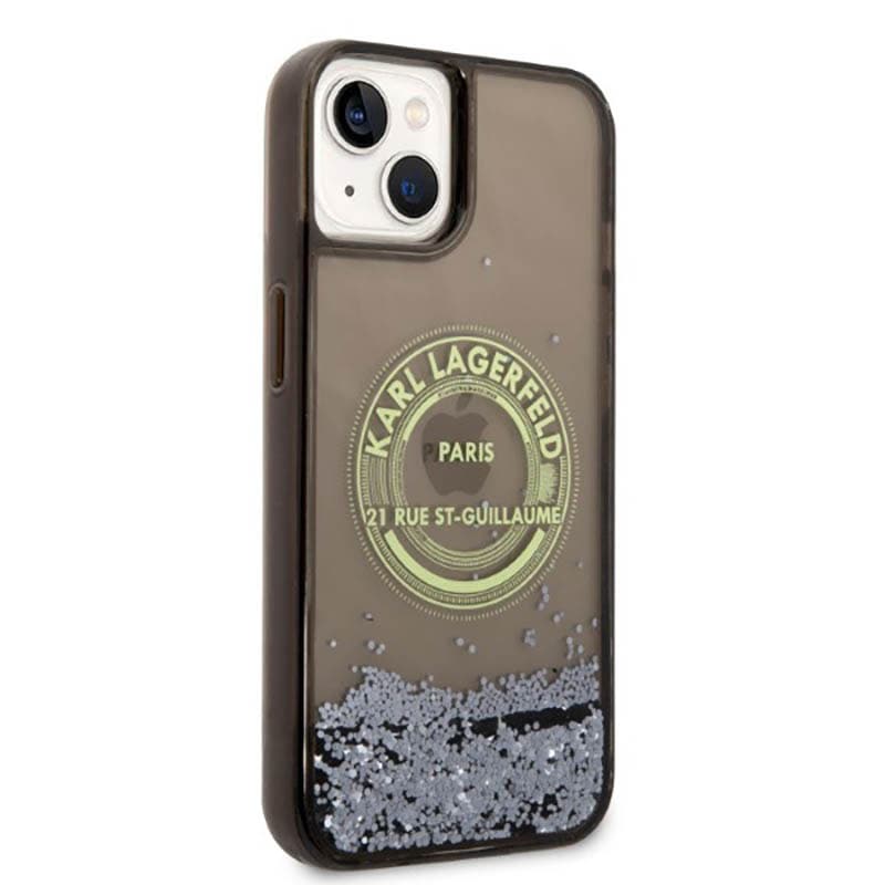 Karl Lagerfeld Liquid Glitter Round RSG Logo Case - Case for iPhone 14 (Black) 4
