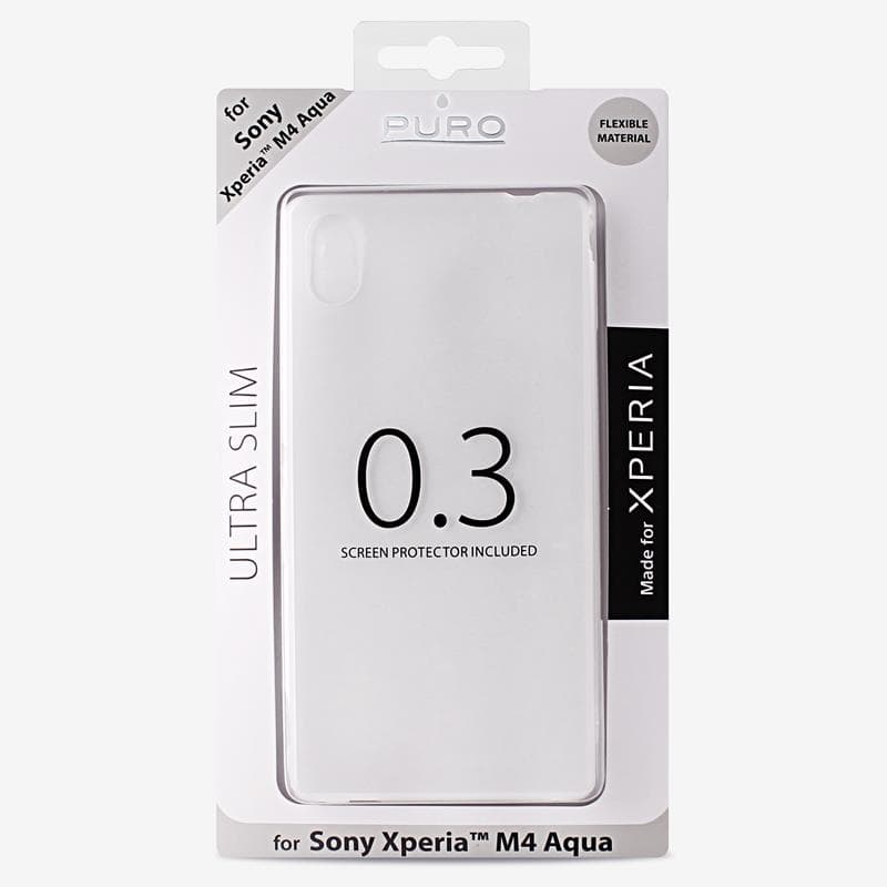 PURO Ultra Slim "0.3" Cover MFX - Case set + foil for the Xperia M4 AQUA screen (translucent) 5