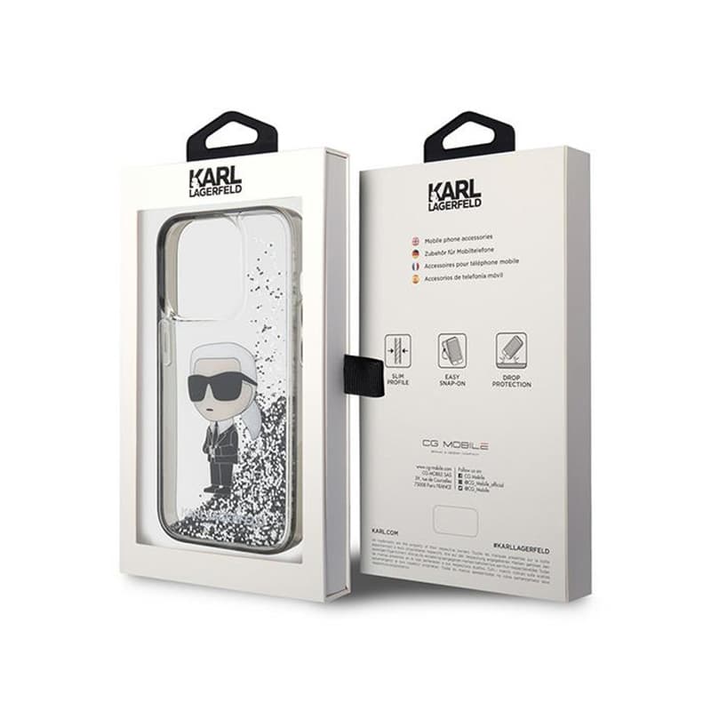 Karl Lagerfeld Liquid Glitter Ikonik - iPhone 15 Pro Case (Transparent) 8