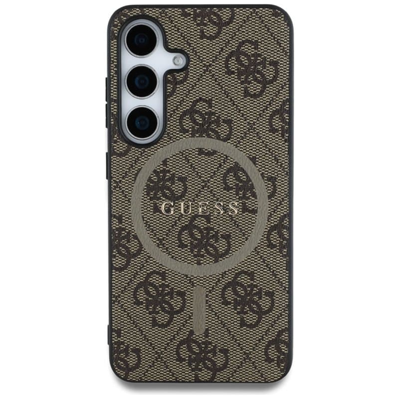 Guess Leather 4G Colored Ring Classic Logo MagSafe - Case for Samsung Galaxy S25 (brown) 3