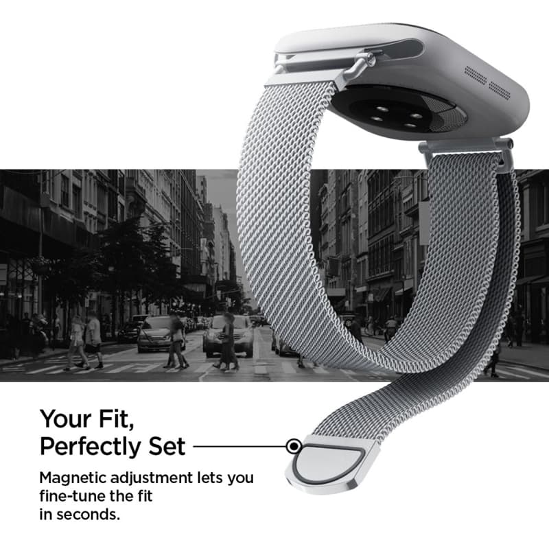 Spigen WBM4 - Stainless Steel Band for Apple Watch 40/41/42 mm (Silver) 8