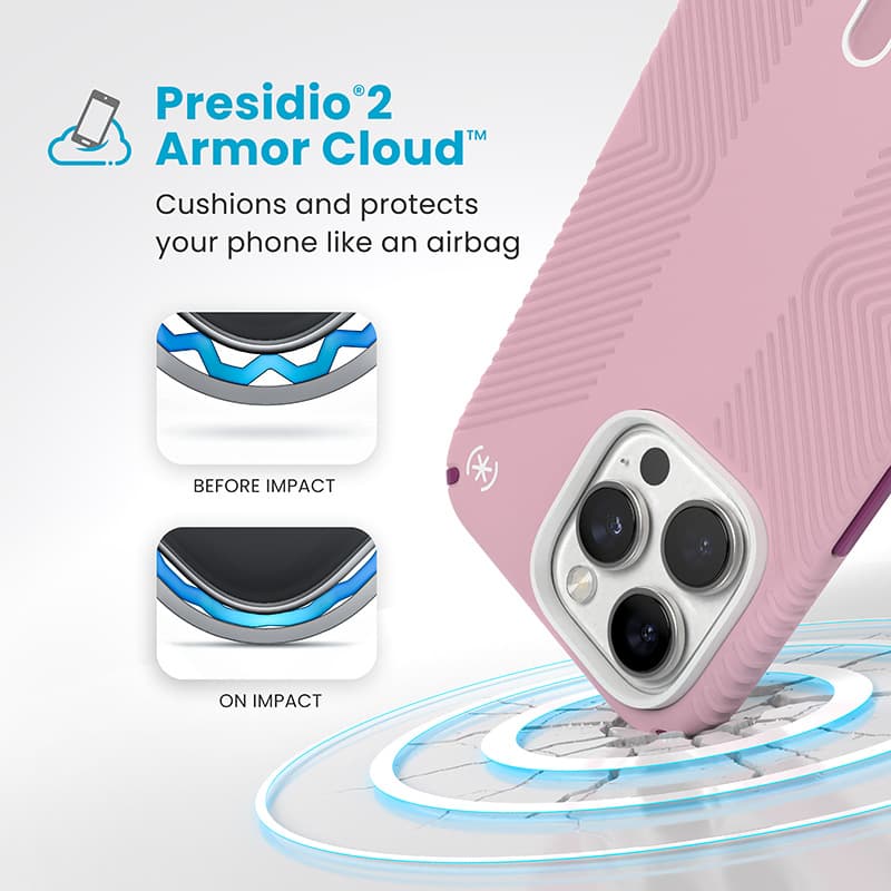 Speck Presidio2 Grip ClickLock & MagSafe - Case for iPhone 16 Pro Max (Wednesday Pink / Boysenberry Purple / White) 4
