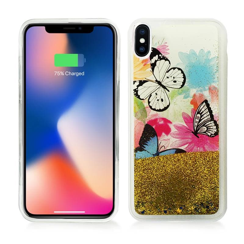 Zizo Liquid Glitter Star Case for iPhone X (Butterflies) 2