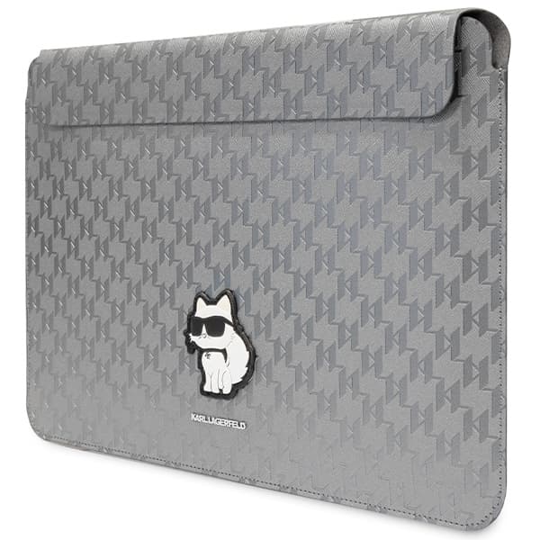 Karl Lagerfeld NFT Saffiano Monogram Ikonik Choupette Sleeve - 14" Notebook Case (Silver) 2