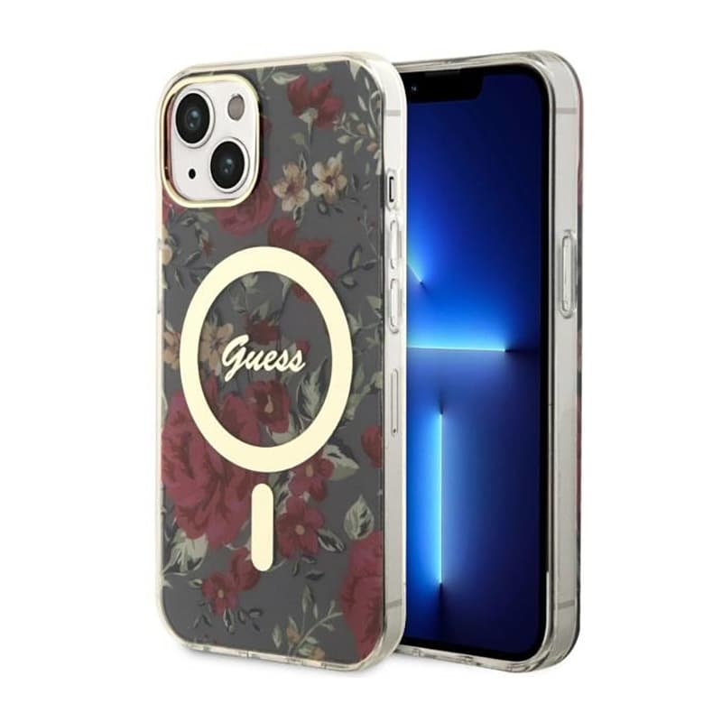 Guess Flower MagSafe - Case for iPhone 14 Plus (Green) 1