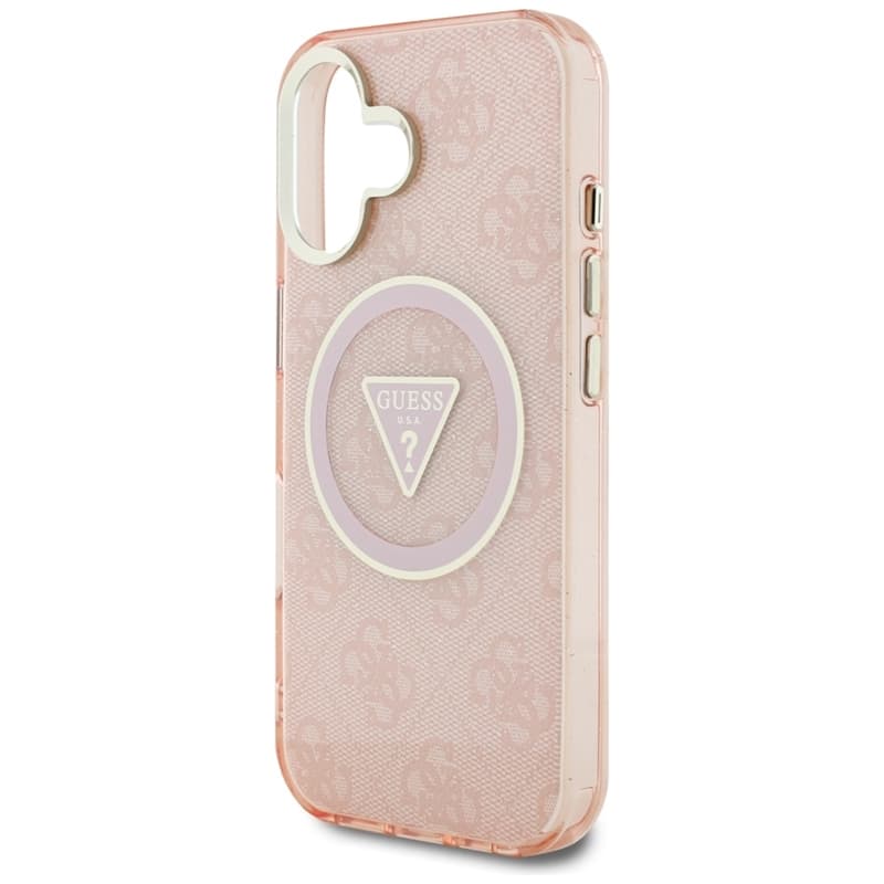 Guess IML Metal Glitter 4G Circle Triangle MagSafe - Case for iPhone 16 (pink) 6