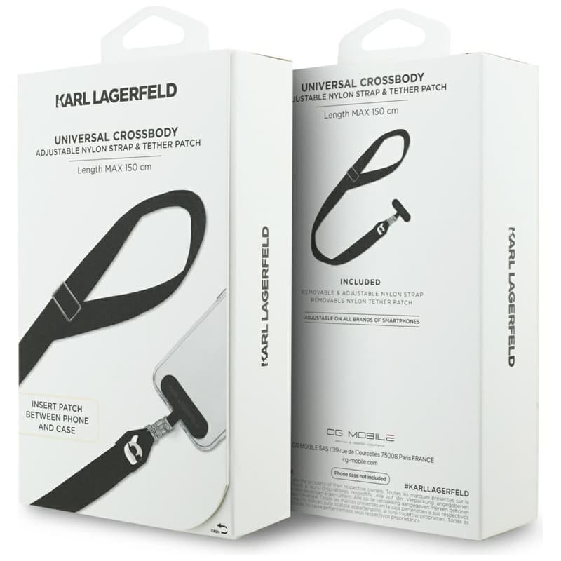 Karl Lagerfeld Universal Crossbody Strap Tether Patch Karl Metal Logo - Universal Phone Strap / Lanyard (Black) 4