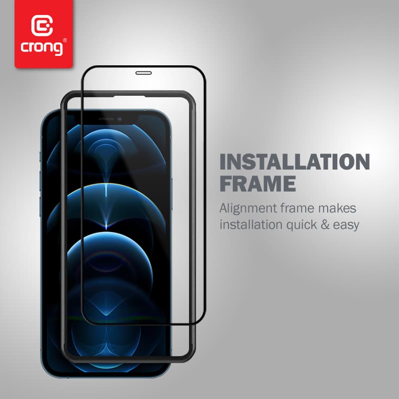 Crong Anti-Bacterial 3D Armor Glass – 9H tempered glass for the entire iPhone 12 Mini screen + installation frame 6