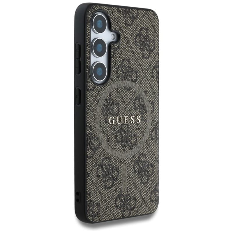 Guess Leather 4G Colored Ring Classic Logo MagSafe - Case for Samsung Galaxy S25 (brown) 4