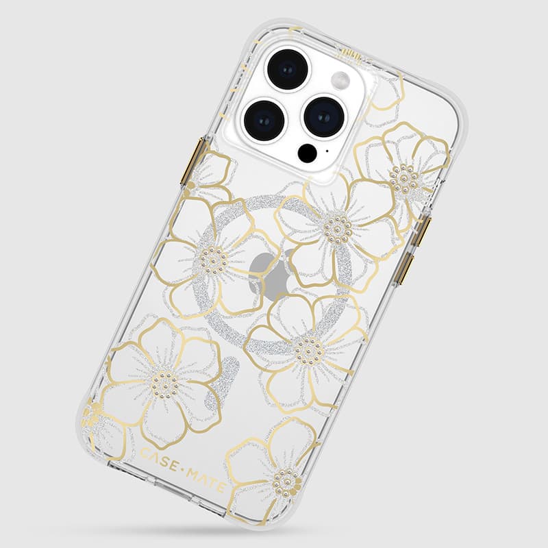 Case-Mate Floral Gems MagSafe - iPhone 15 Pro Max Case (Gold) 8