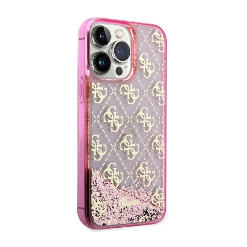 Guess Liquid Glitter Transculent 4G - Case for iPhone 14 Pro Max (Pink) 4