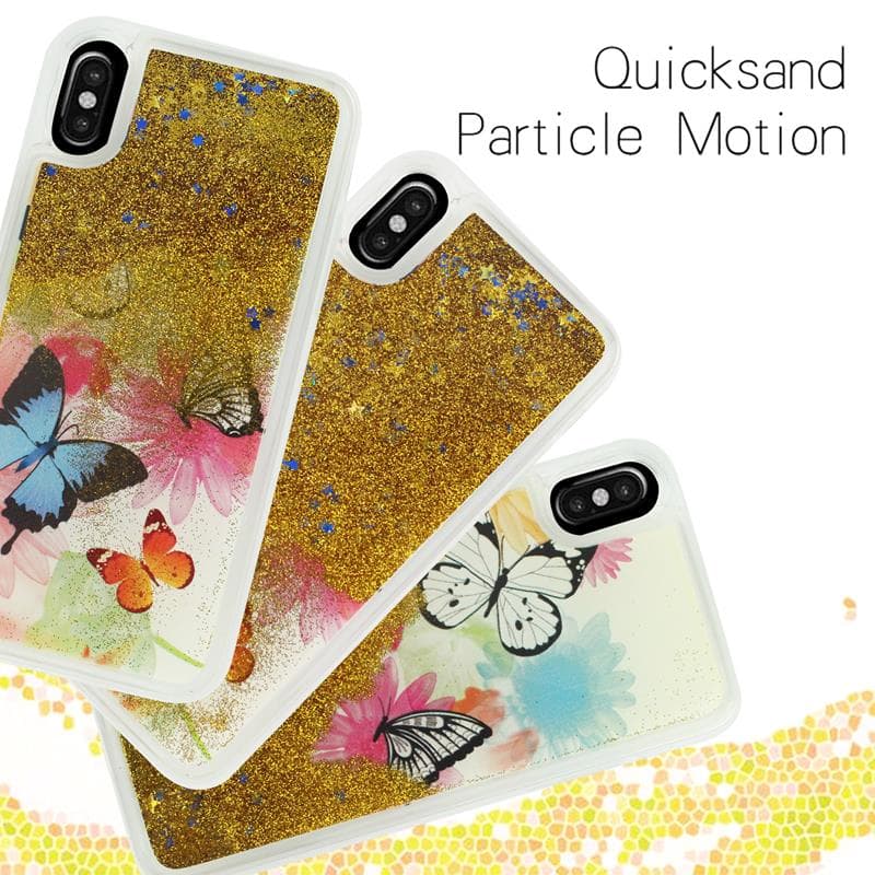 Zizo Liquid Glitter Star Case for iPhone X (Butterflies) 3
