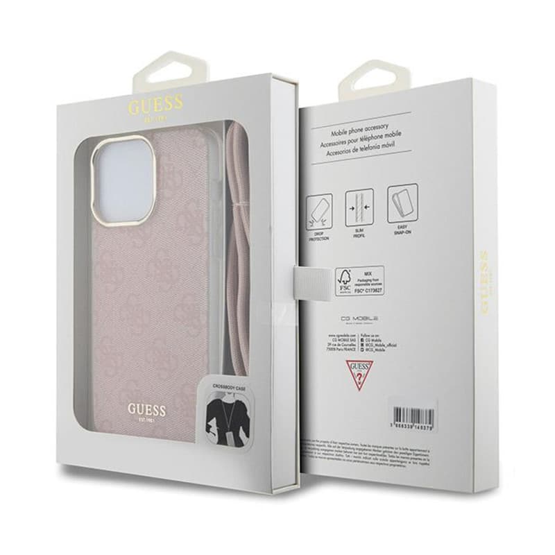Guess Crossbody Cord 4G Print - iPhone 15 Pro Case (pink) 7