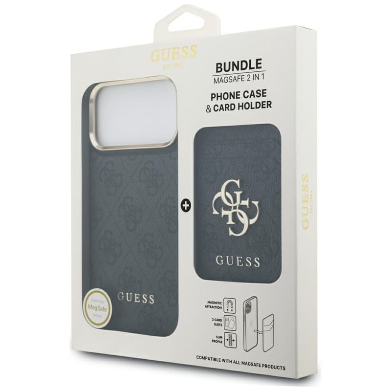 Guess Bundle Pack MagSafe 4G - Case + MagSafe Wallet Set for iPhone 17 Pro Max (Black) 8