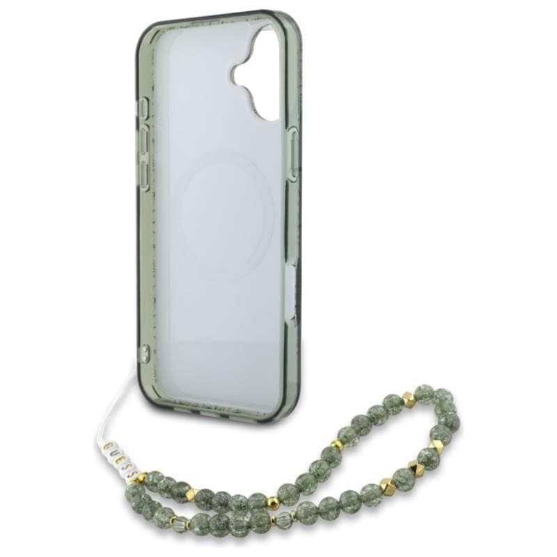 Guess IML Flowers Allover Electro With Pearl Strap MagSafe - Case for iPhone 16 Plus (Green) 6
