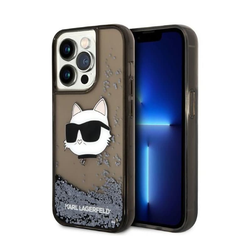 Karl Lagerfeld Liquid Glitter NFT Choupette Head - Case for iPhone 14 Pro Max (Black) 1