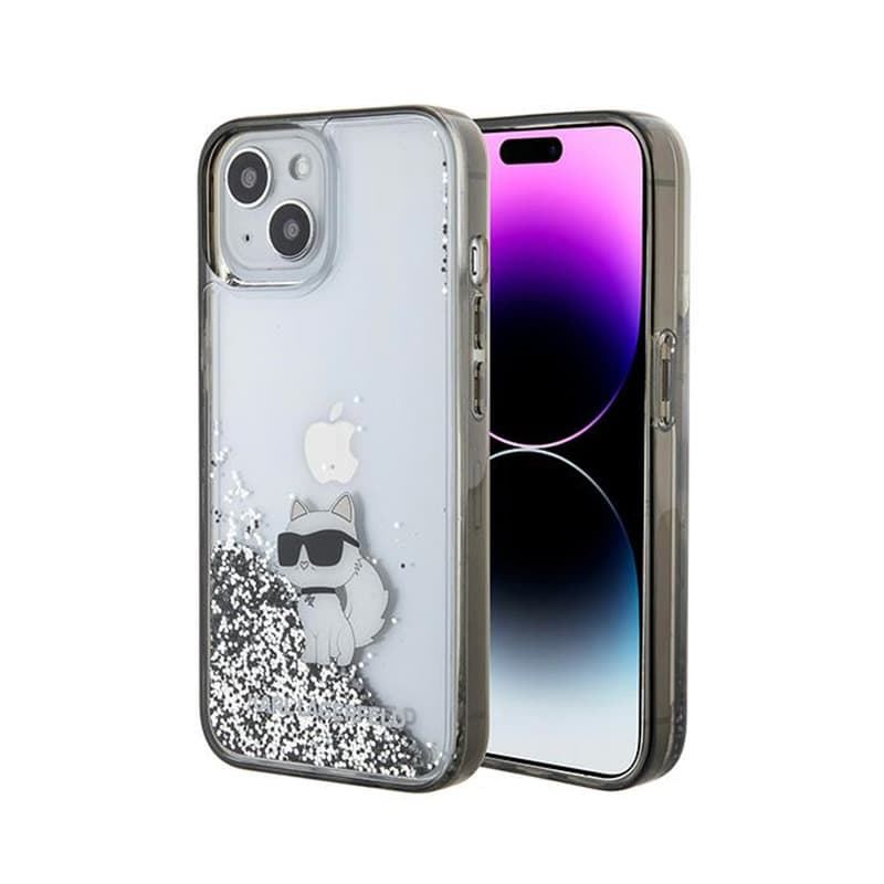 Karl Lagerfeld Liquid Glitter Choupette - iPhone 15 Case (Transparent) 1