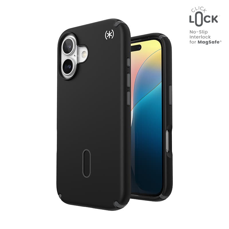 Speck Presidio2 Pro ClickLock & MagSafe - iPhone 16 Case (Black / Slate Gray / White)