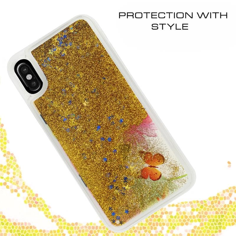 Zizo Liquid Glitter Star Case for iPhone X (Butterflies) 4