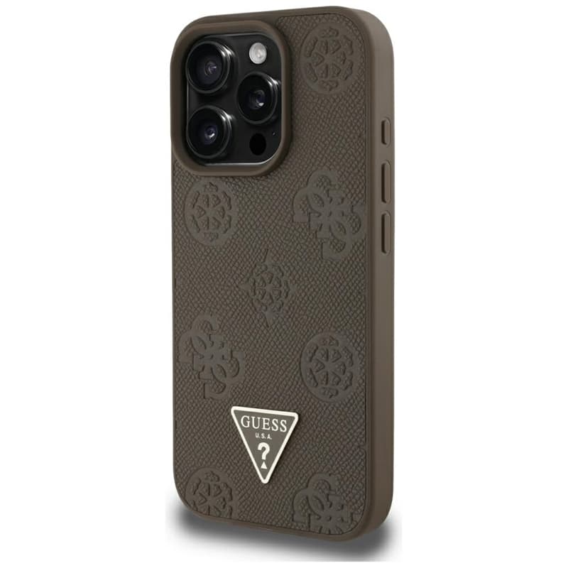 Guess Grained Hot Stamp Peony Triangle Logo MagSafe - Case for iPhone 16 Pro Max (brown) 2