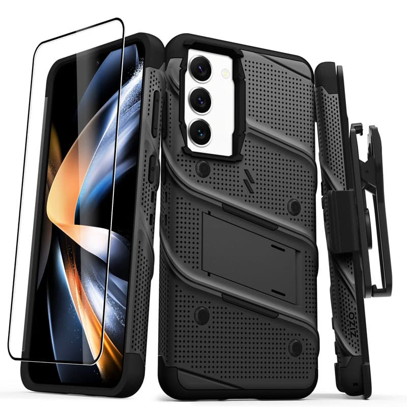 ZIZO BOLT Series - Armoured case for Samsung Galaxy S23+ with 9H glass for screen + holder with stand (Black) 1